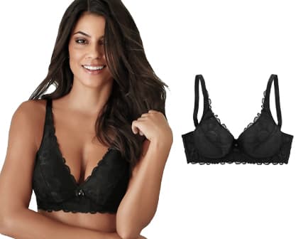 Vrouw met een zwarte bralette bh