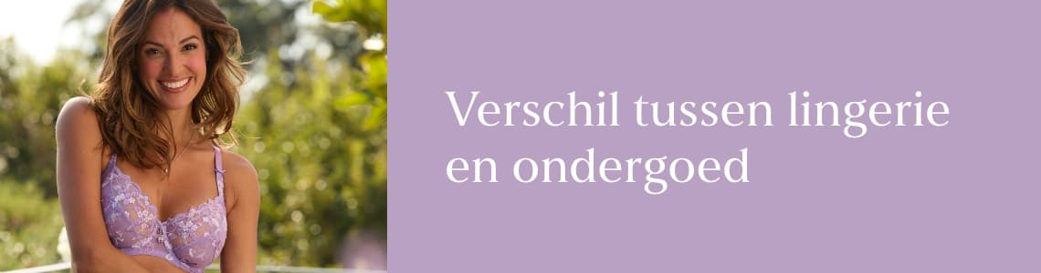 Verschil tussen lingerie en ondergoed – Vrouw draagt een lila kanten bh buiten