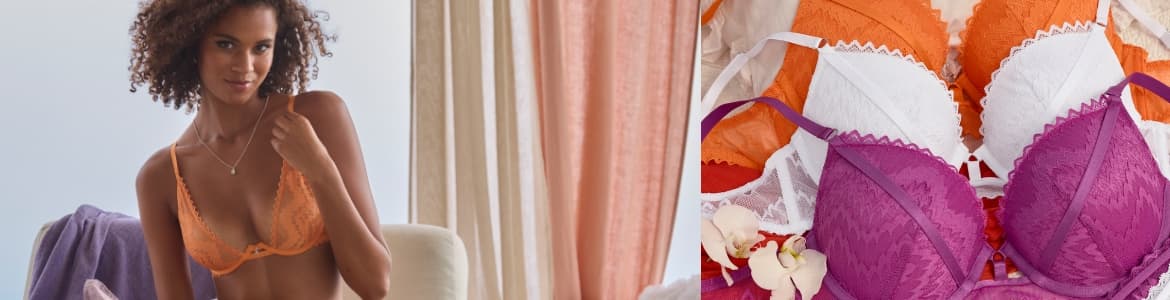 Vrouw in een oranje bh