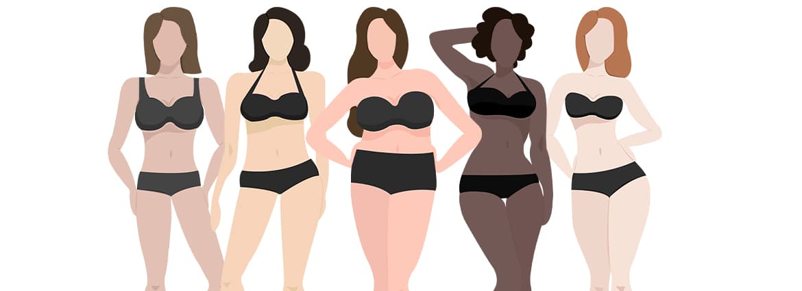 Verschillende getekende vrouwen in een zwarte lingerie