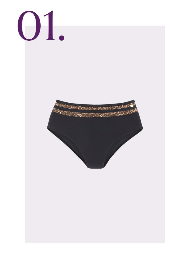 Zwart bikinibroekje met gouden accenten