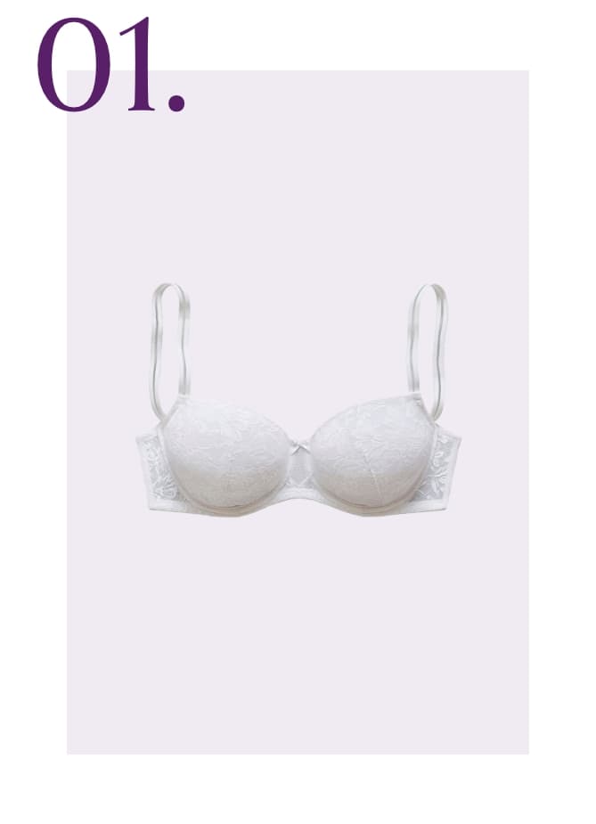 01. Witte bh met kanten details en verstelbare bandjes