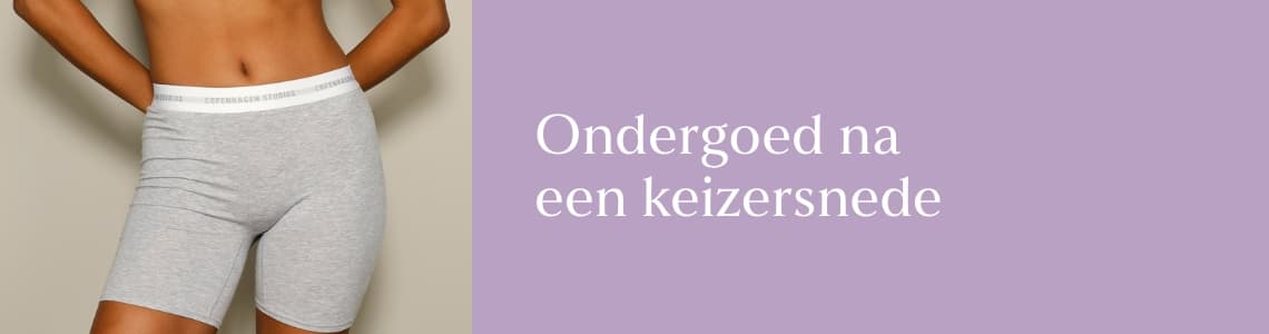 Ondergoed na een keizersnede – Vrouw in grijze hoge taille onderbroek