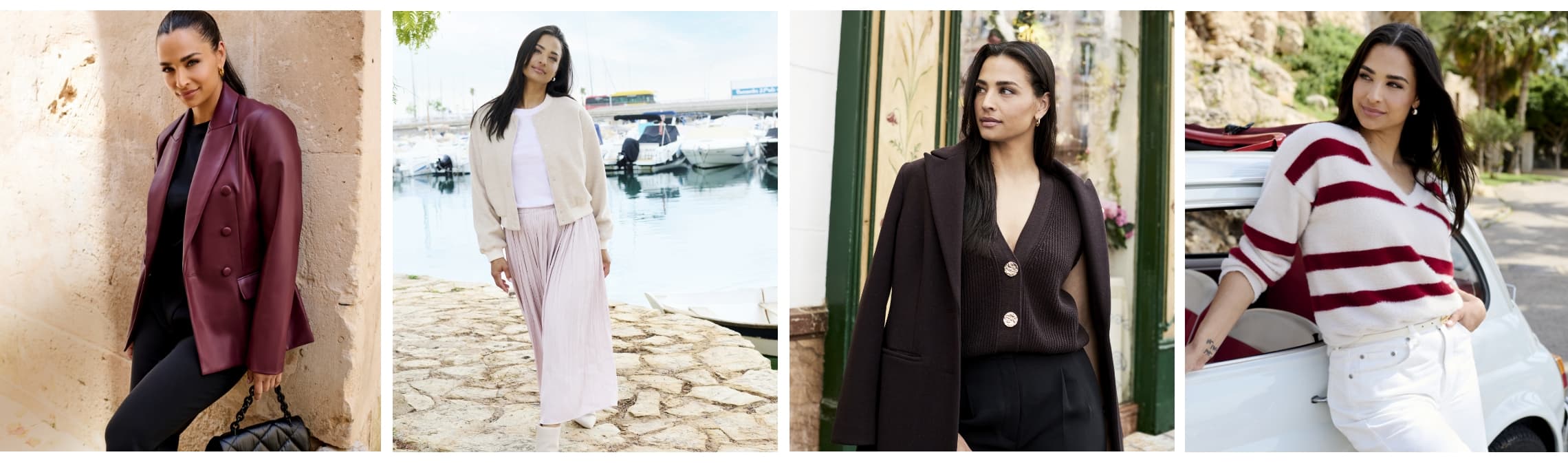 Vier vrouwen in verschillende outfits